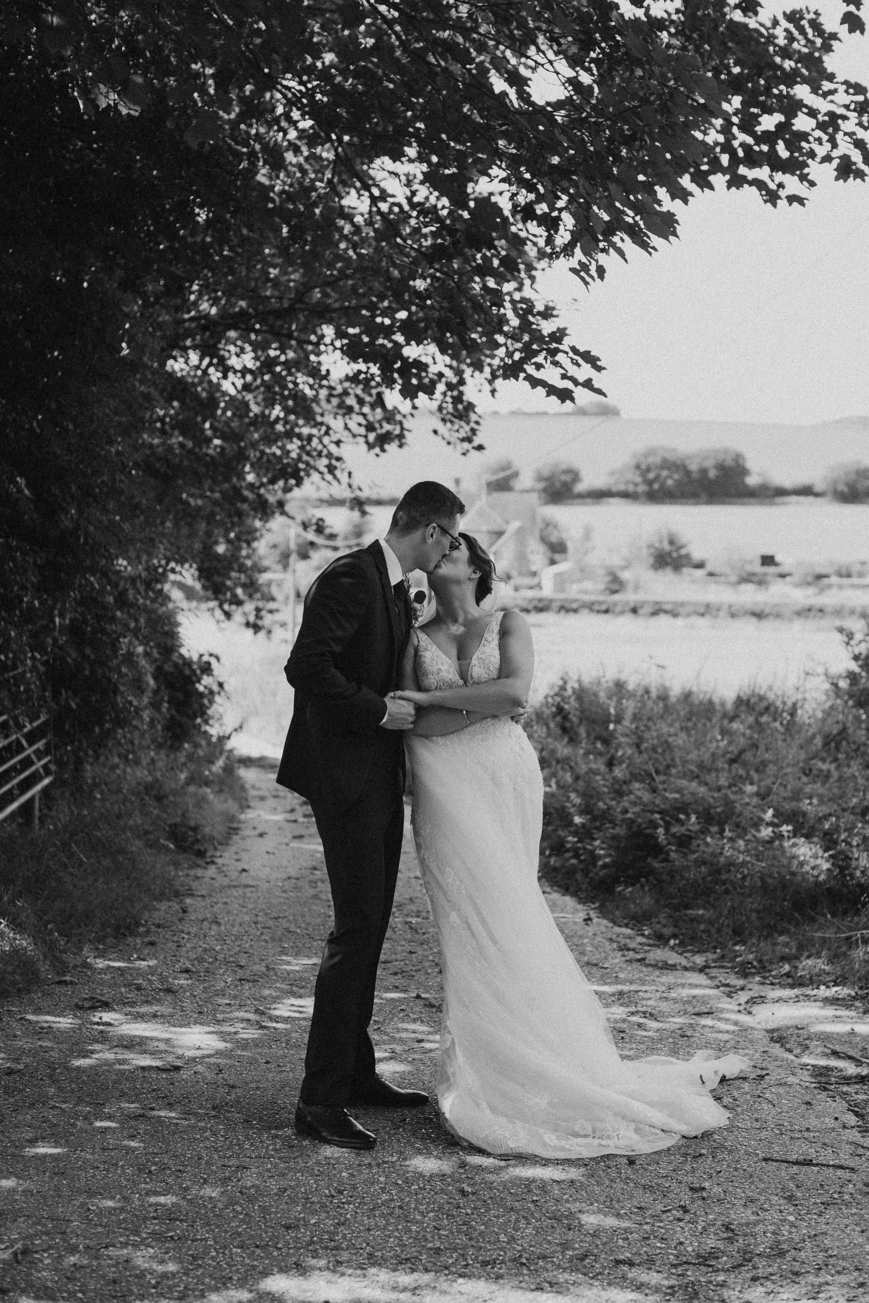 Couple Wedding Dress kiss twirl